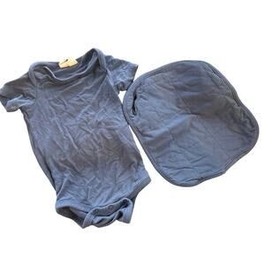 Kyte Baby Matching Bodysuit & Drool Square Slate Blue 0-3 Months Unisex